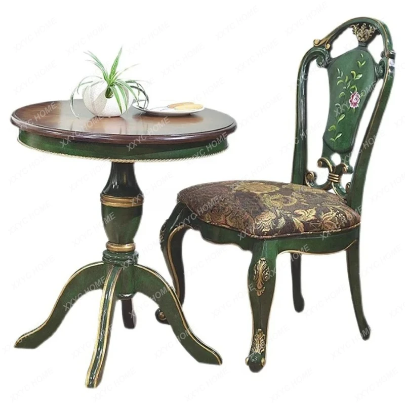 Table de négociation en bois massif de style campagnard, table à thé, table de salon, petite table à manger ronde