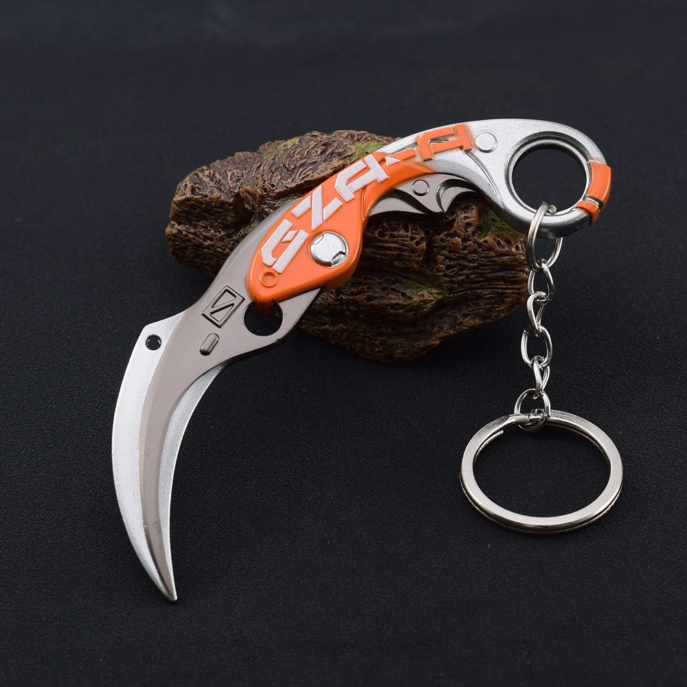 Llaveros de pistola Valorant de 12cm, cuchillo de garra de campeonato Prime Karambit, accesorios de moda para hombres, llaveros duraderos de Metal, regalos