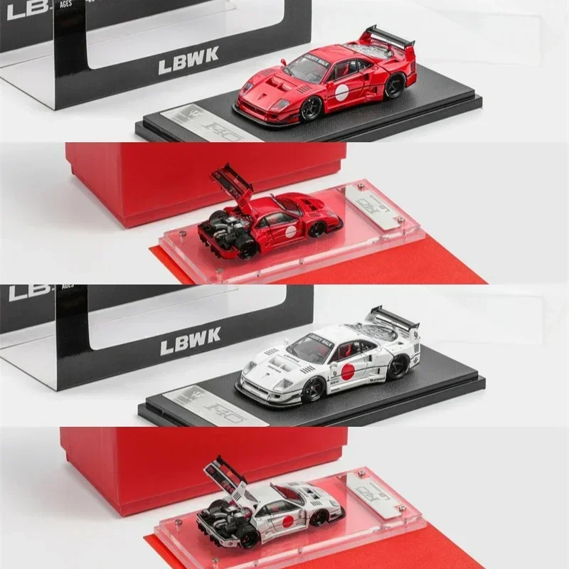 Lb-works f40赤と白の制限499ダイキャストモデルカー、スターモデル、1:64