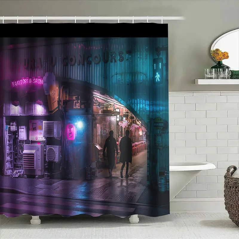 اليابانية زقاق ليلة مدينة دش الستار أنيمي كيوتو شارع التصوير خلفية ديكور الحمام