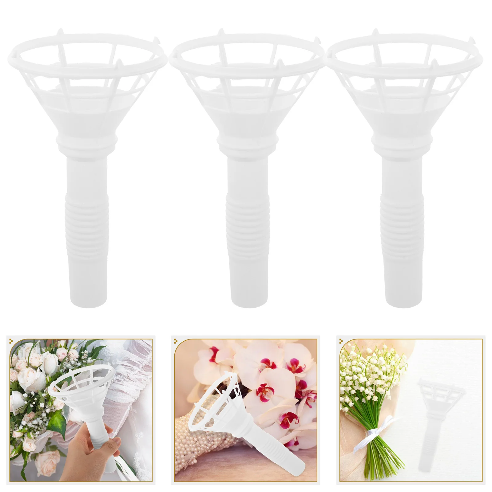 

10Pcs Flower Bouquet Holder Bridal DIY Handle Support Wedding Party Decor Multi-Use Artificial Floral Stand for Crafts Home