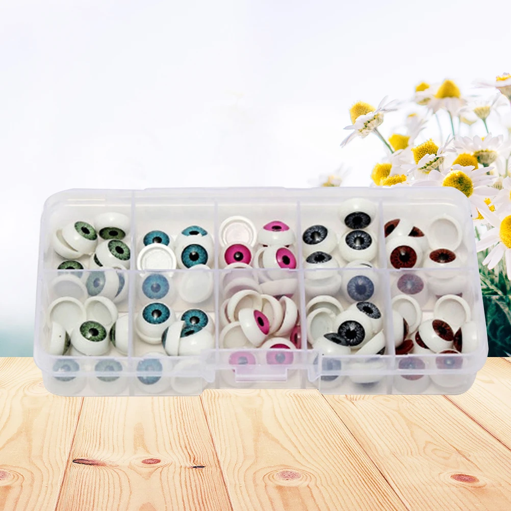 100Pcs DIY Crafts Eyes Accessories 1.2x1.2cm Lifelike Plastic Eyeballs for Art Projects Festival Home Decorations Mixed Color