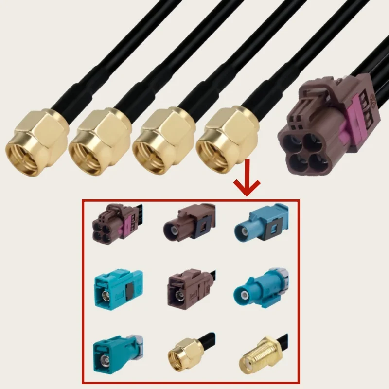 

Кабель Rosen version mini Fakra 4-в-1 HFM (гнездо F-типа) на FAKRA/SMA (штекер/гнездо) SYWV-50-2/302