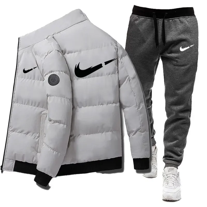 Winter Casual Men's Sports Set 2-piece Set Letter Printed Fashion Brand Jacket+Sports Pants 2-piece Set 2024