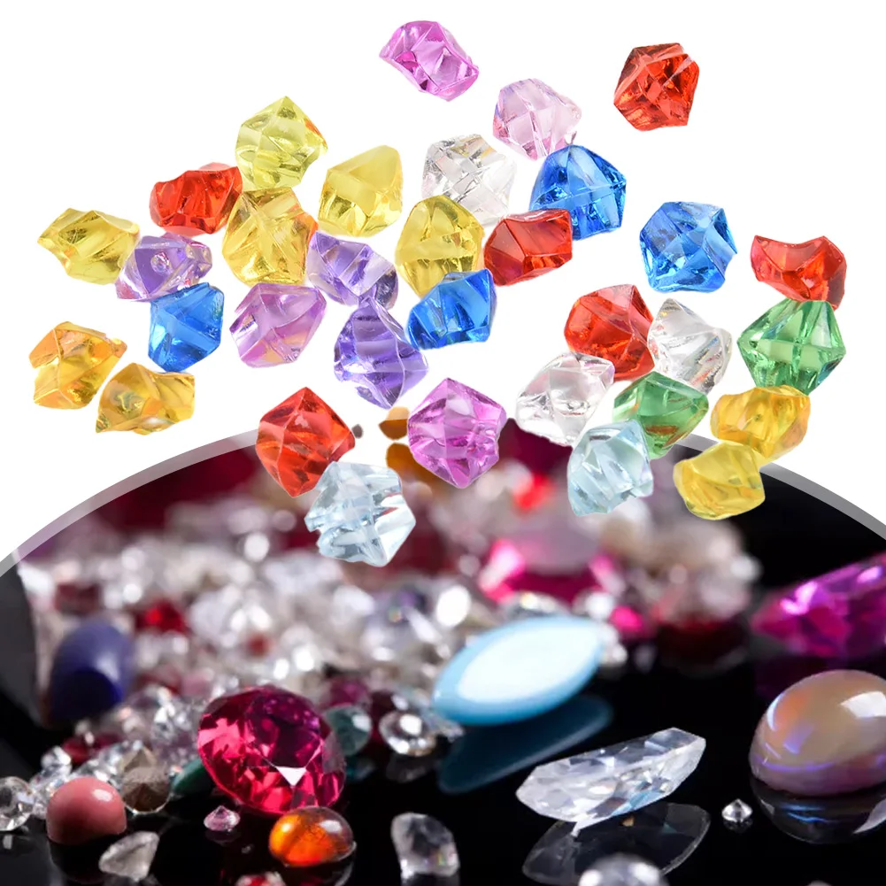 200pcs Crystal Acrylic Gem Stone Kids Mixed Color Ornaments Vase For Wedding Party Fish Tank Decoration Accessories 6*9mm