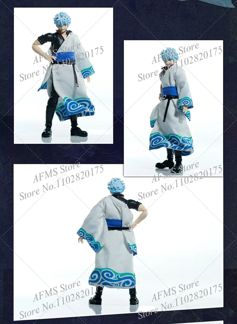1/12 مقياس تحصيل الشكل أنيمي بوي الساموراي رداء كيمونو أبيض أزرق أنماط التمرير طباعة صالح 6 بوصة عمل الشكل الجندي #5
