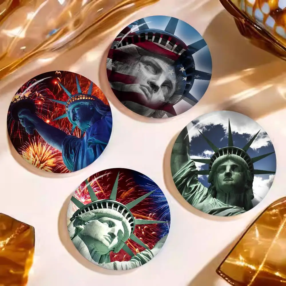 Pin de la Estatua de la Libertad de América, 32/44/58 mm, Hecho a Mano, Redondo, Divertido, Broche a Presión, Accesorio para Mochila, Ropa, Insignia, Decoración para Sombrero
