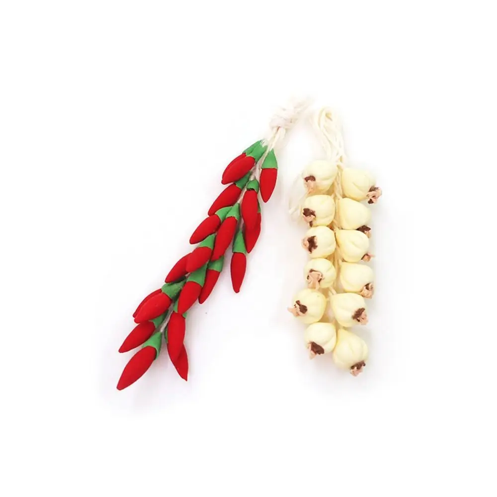 Simulation Food Miniature Garlic 1:12 Dollhouse Miniature Red Pepper Vegetables Pretend Play Wall Decor Kitchen Decoration