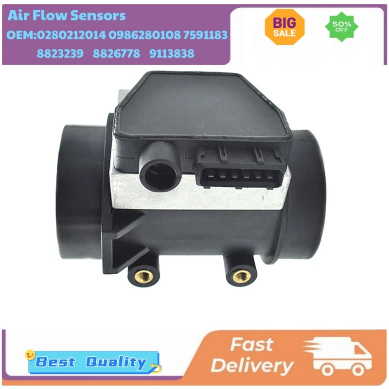 

0280212014 0 280 212 014 0986280108 7591183 8823239 8826778 9113838 Air Flow Meters for Saab 9000 2.3L 2.1L 1990-1998'