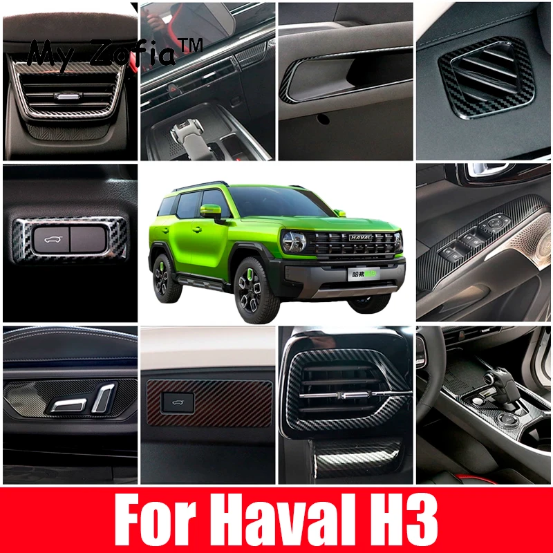 

For Great Wall Haval H3 X-DOG 2024 2025 Carbon Fiber Car Center Control Panel Steering Wheel Trim Sticker Accessories