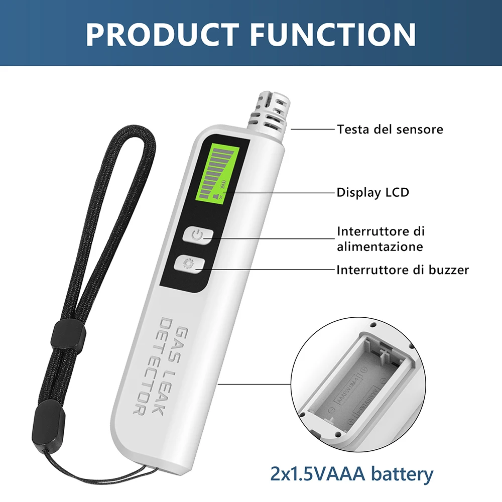 Detector de fugas de Gas Combustible, Gas Natural CO CH4 C2H6, Detector de alarma de Alcohol GLP, analizador profesional con alarma Visual Audible