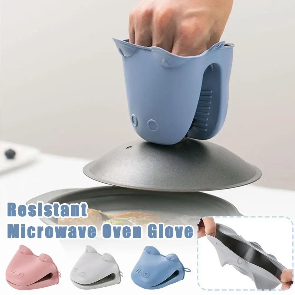 Cartoon Oven Mitts Silicone Heat Resistant Microwave Insulation Oven Anti-slip Clip Heat Glove Kitchen Anti-scalding Grip B O6L7