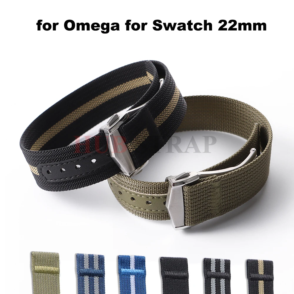 Bracelet de montre en toile et Nylon, 20mm, pour Omega, Swatch, Seiko, hommes et femmes, Sport, lavable, boucle pliante, accessoires de montre
