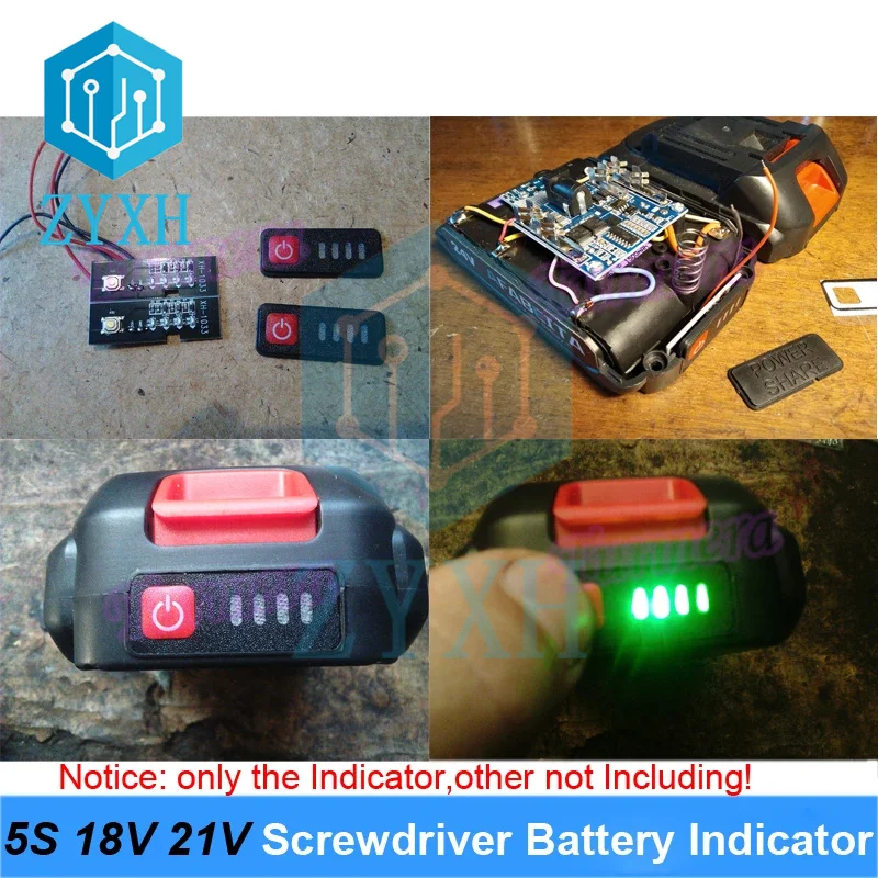 5S 18V 21V Electric Drill Screwdriver Battery Capacity Indicator LED Display for Makita Lithium Battery Display 18650 Batteries