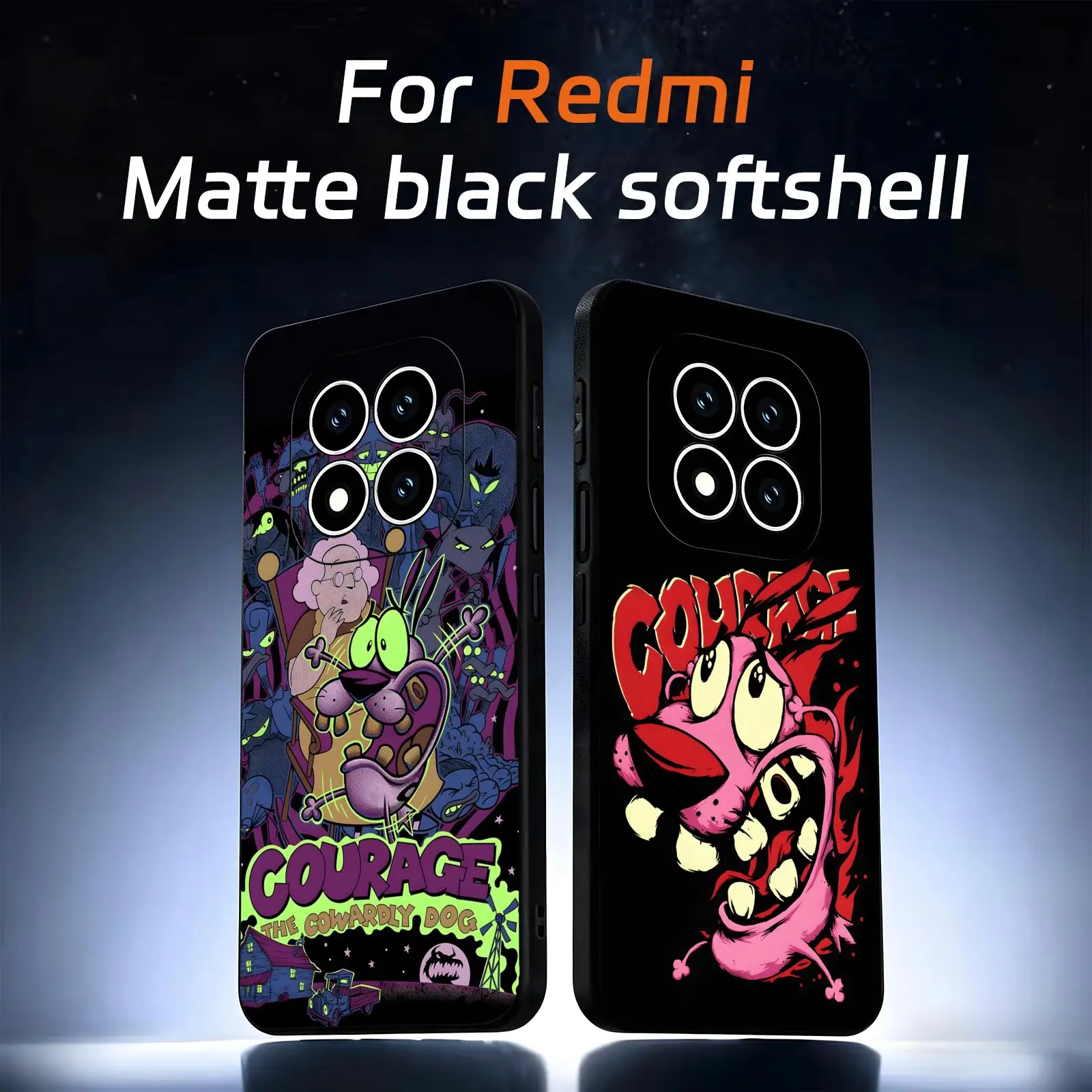 Coque de téléphone Courage the C-Cowardly D-DogS, étui noir souple pour Redmi Note15 14 13 12 11Pro Plus 5G 14C A3
