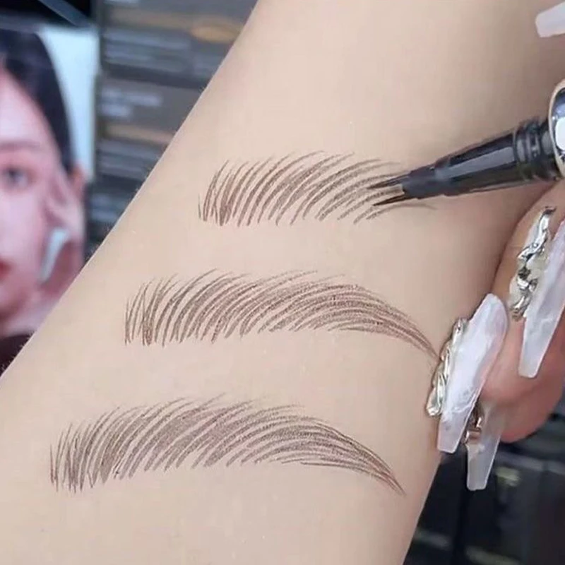 Ultra-Fine 2 Vork Vloeibare Wenkbrauw Potlood Niet-Smudge Langdurige Gemakkelijk Grip Wenkbrauw Tattoo Waterdichte Dunne Oogmake-Up Cosmetisch