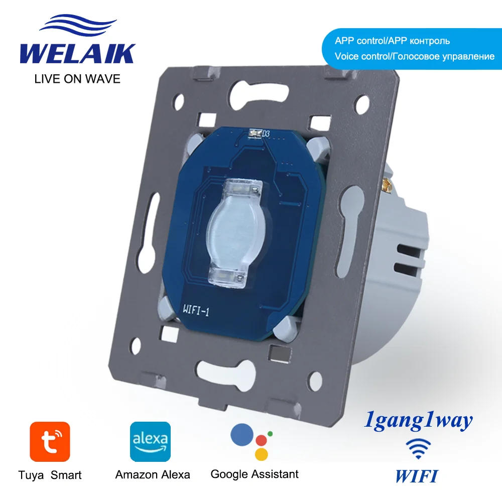 WELAIK UE Tuya WIFI Interruptor Alexa WIFI Interruptor De Toque 1 ~ 1000W 1Gang1Way Interruptor De Parede Inteligente Interruptor Da Lâmpada Luz Inteligente A911-WIFI