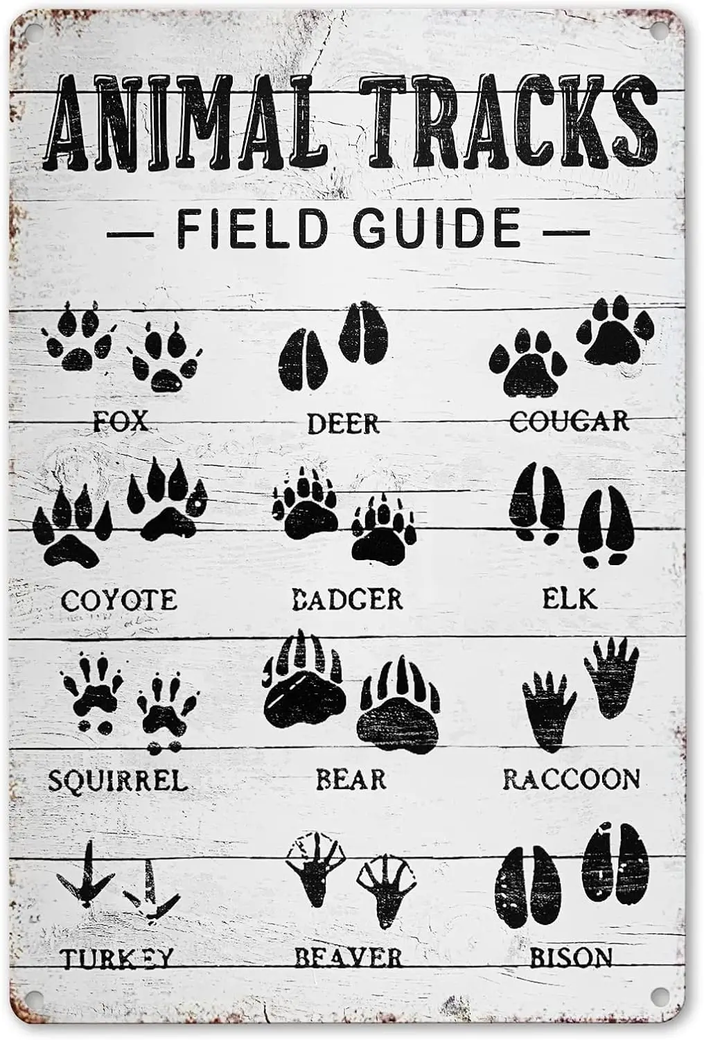 Animal Tracks Field Guide Sign Log Cabin Wall Decor, Forest Hunting Decor, Boy Nursery Decor 8 x 12 Inch (211) sign