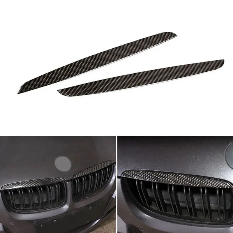 Soft Carbon Fiber Accessories For BMW 3 Series E90 E91 2006 2007 2008 Car Front Bumper Above Kidney Grille Hood Covers Trim