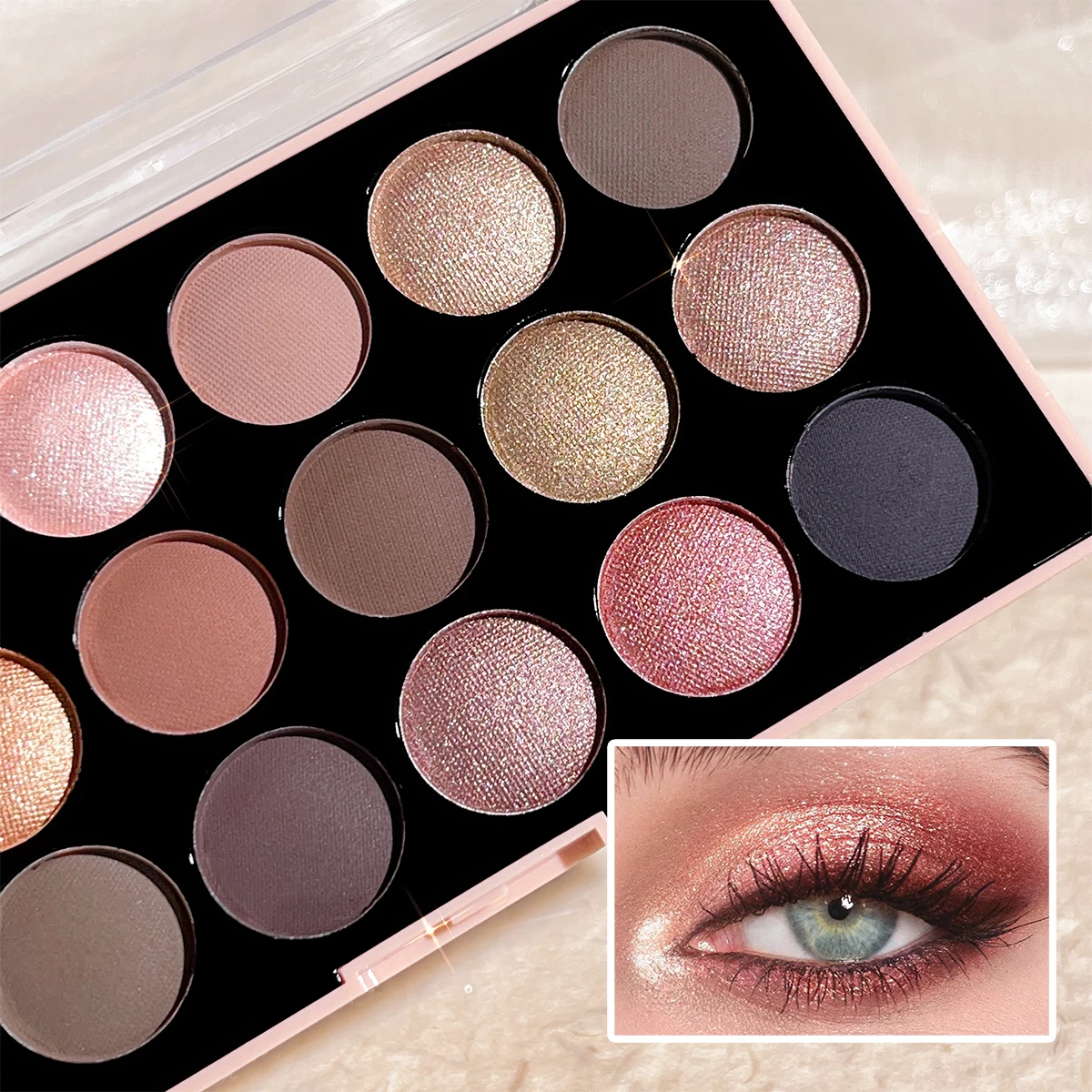 18-Color Eyeshadow Palette – Pearlescent, Matte, Fine Shimmer, Glitter, Earth Tones, Long-Lasting, High-Performance