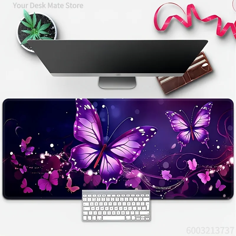 Vibrant Floral Large Mouse Pad, Butterfly Leaf Red Spider Lily Daisy Design, Non‑Slip Desk Mat for Office Laptop Desktop Decor