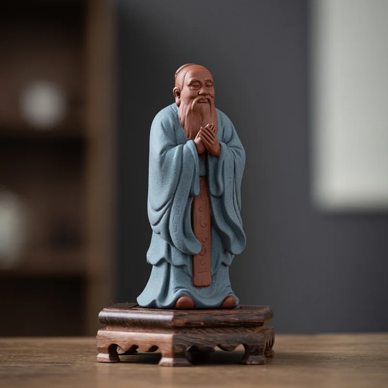 Handmade Meditating Sculpture, Purple Sand, Confucius Kongzi Characters, Home, Room, Office Decoration, Statue, Kongzi