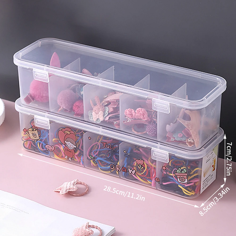 1pc Plastic Hair Accessories Jewelry Sorting Box Five Compartment Storage Box Desktop Miscellaneous Items Data Cable Storage