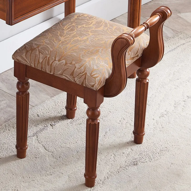 European Design Dressing Stools Made Entirely Of Solid Wood Material  Be Used For Bedroom Makeup Stool  Balcony Back Rest Chair