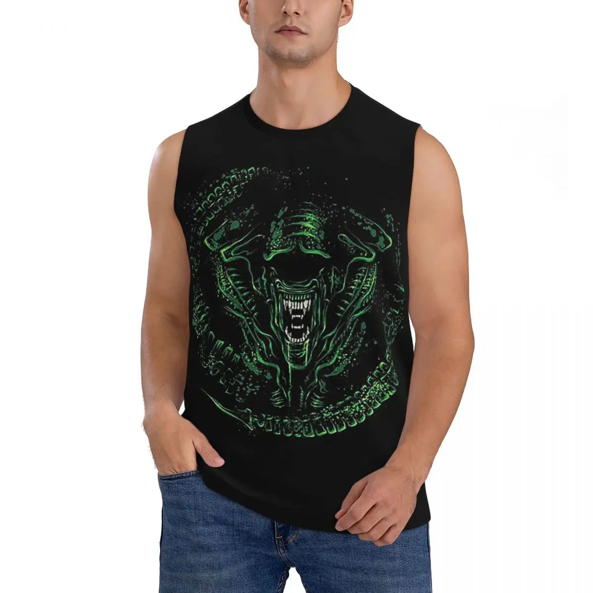 FaceHugger Alien Xenomorph Shoulder Men Sleeveless Tank Tops Quick Dry Breathable Gym Fitness Running Summer Casual Sport Vest