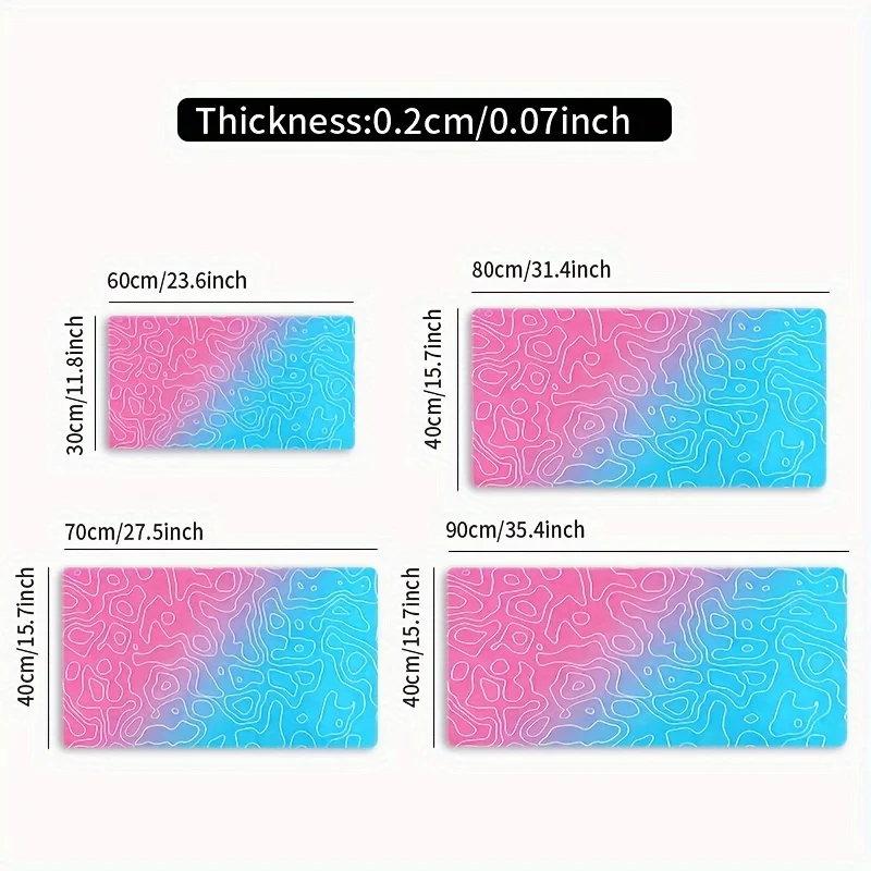 CIFBUY Large Pink Blue Lines Mouse Pad Anti-Slip Durable Rubber Stitched Edge Desk Mat for Home Office Gaming Decor Gift