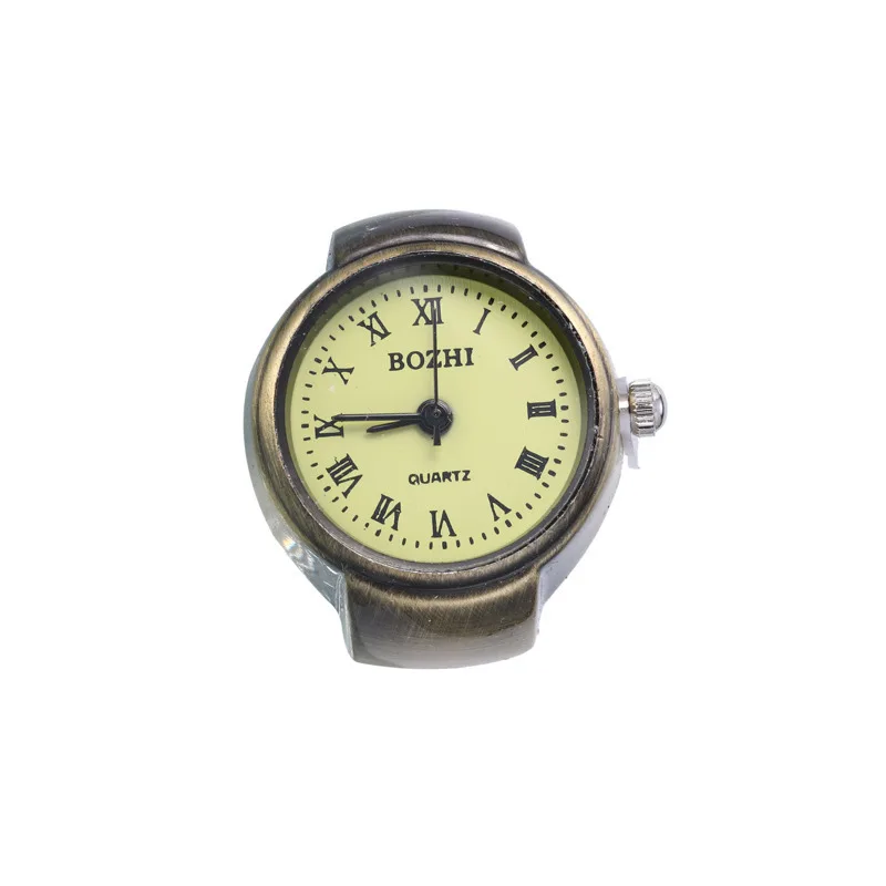Vintage Finger Watch Mini Small Elastic Strap Alloy Watches Couple Rings Jewelry Clock Roman Numerals Women Quartz Watch Ring