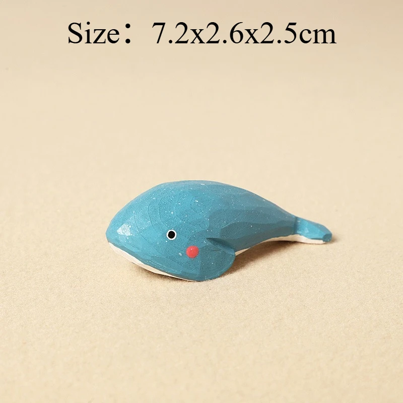 Unique Hand Carved Wooden Whale Keychain Cartoon Sea Animal Bag Pendant Creative Souvenir Gift Cute Wood Animal Miniature Decor