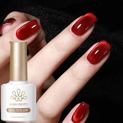 BORN PRETTY 10ml Dark Red Cat Magnetic Gel Nail Polish for Winter Nails DIY Jelly Glass Silver-Light Varnis Semi Permanent