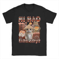2025 Ni Hao Fine Shyt  Tee Shirt for Men Women Printed T Shirts Funny Cat Men Women High Street Streetwear Vintage Tee Clothing