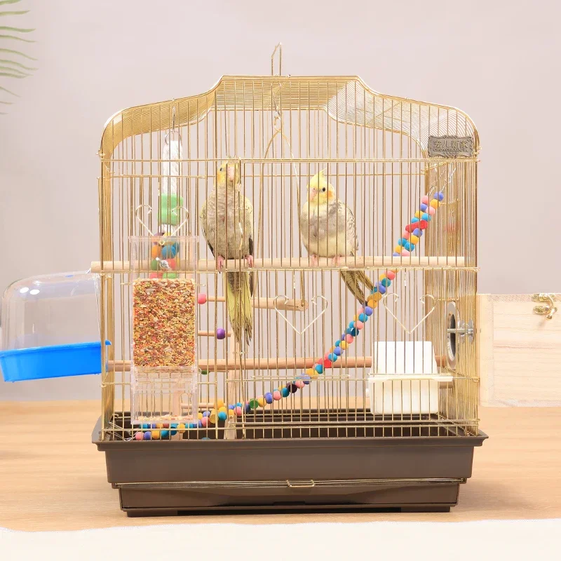 

Electroplated gold large breeding bird cage villa parrot cage tiger skin Xuanfeng peony super extra large luxury ecology