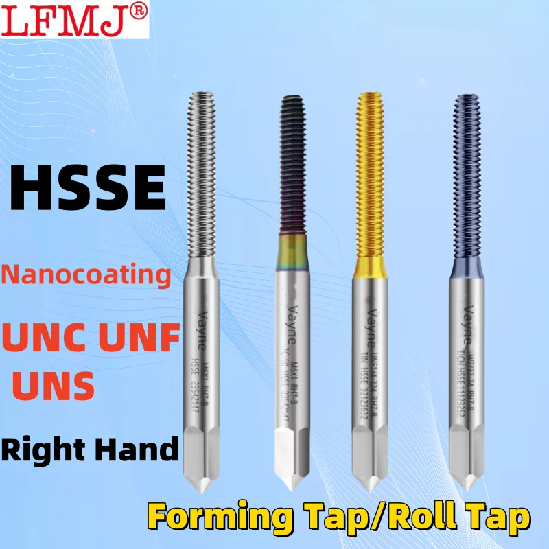 

1PCS HSSE American nanocoating Forming /Roll Tap UNC UNF UNS0-90 8-32 3/16 1/4 5/16 7/16 3/8 Fine Screw Thread Tap Right Hand