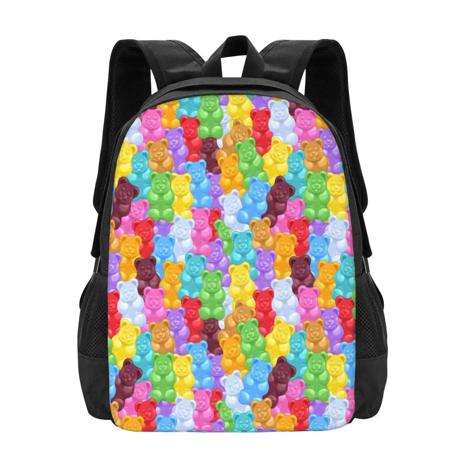 Seamless Colorful Gummy Bears Candies Background. Hot Sale Backpack Fashion Bags Pattern Bear Sweet Background Seamless Vector