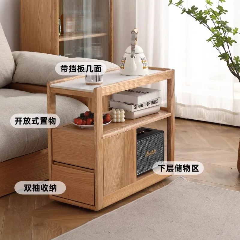 أريكة خشبية صلبة قابلة للتخصيص، خزانة جانبية، طاولة جانبية لغرفة المعيشة، قابلة للنقل