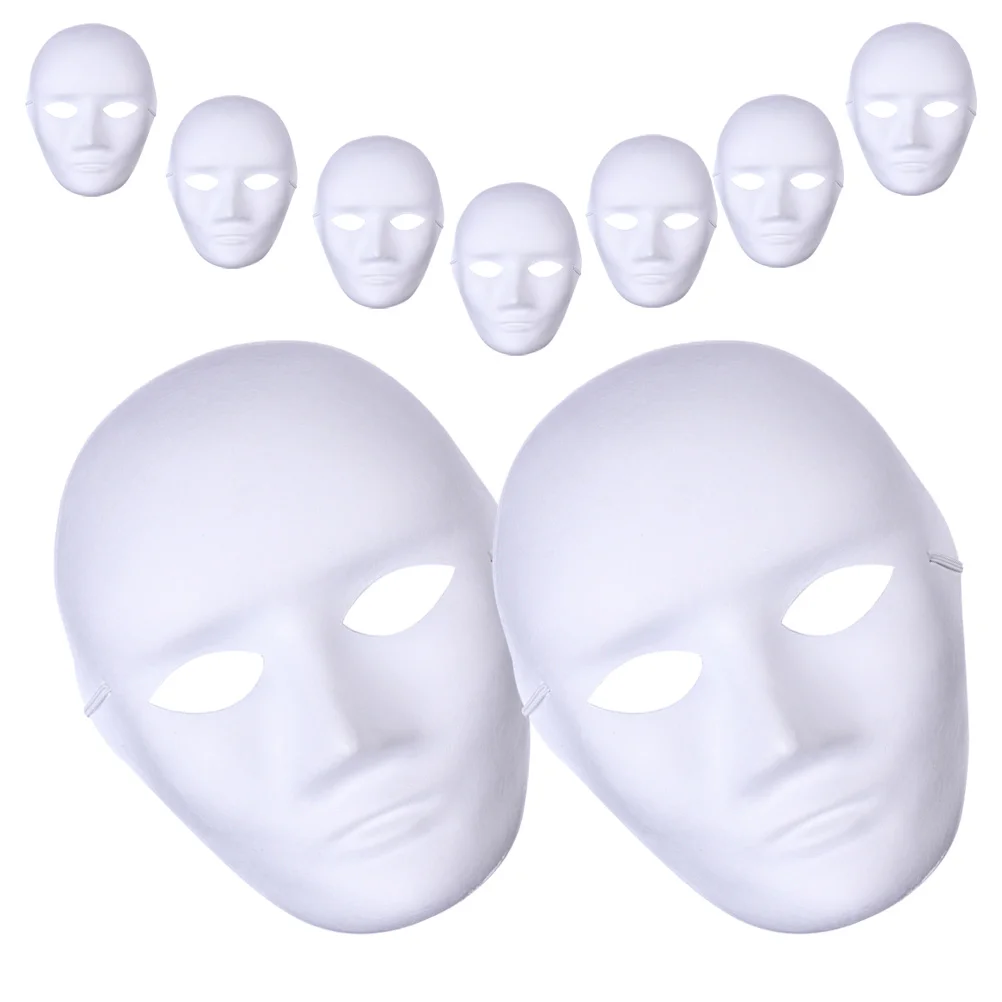

9pcs Blank Paper Pulp Masks White DIY Paintable Unpainted Mask for Party Masquerade Cosplay Bulk Decor Eco Friendly