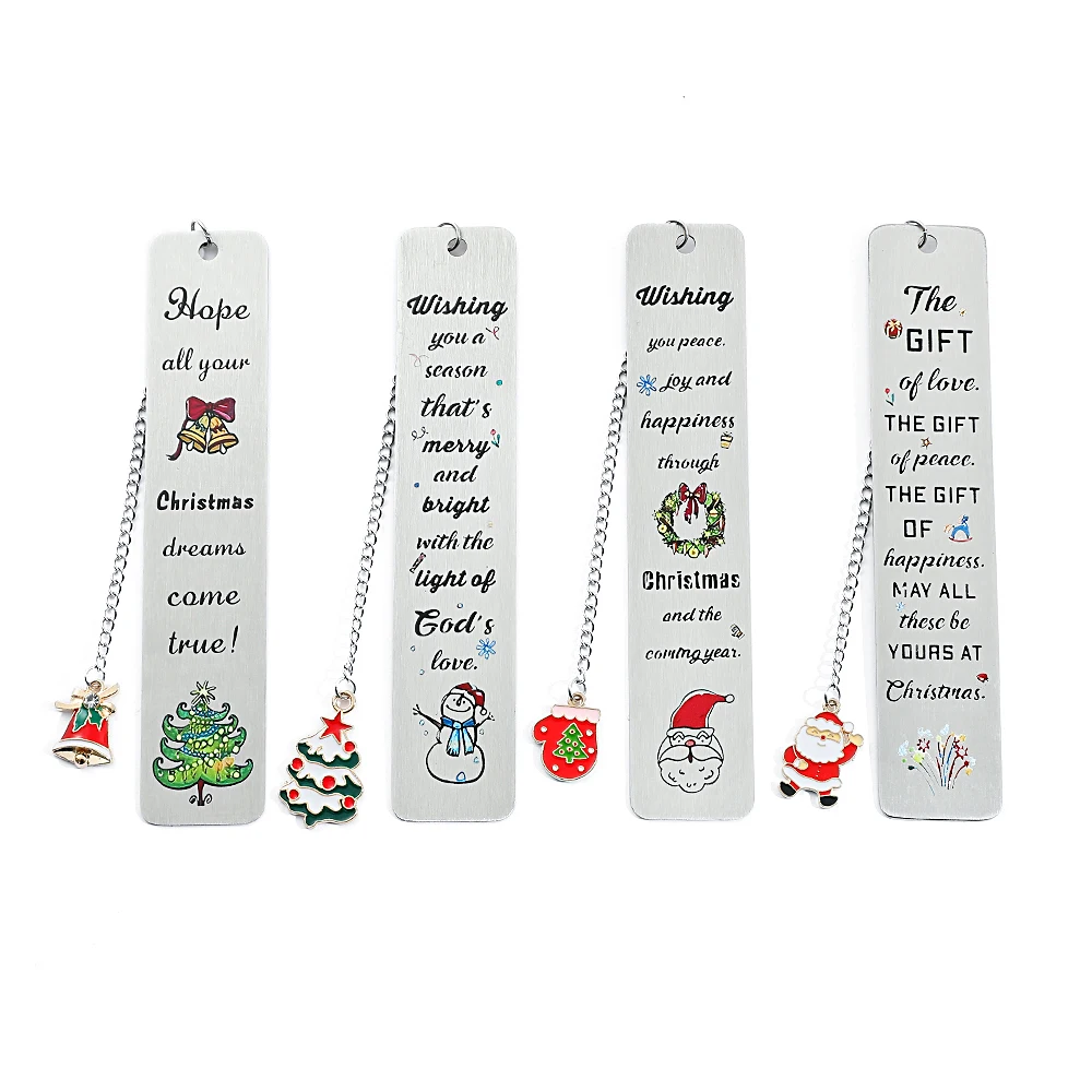 A stainless steel pendant bookmark about Christmas, the warmest Christmas reading gift for loved ones on Christmas Eve.