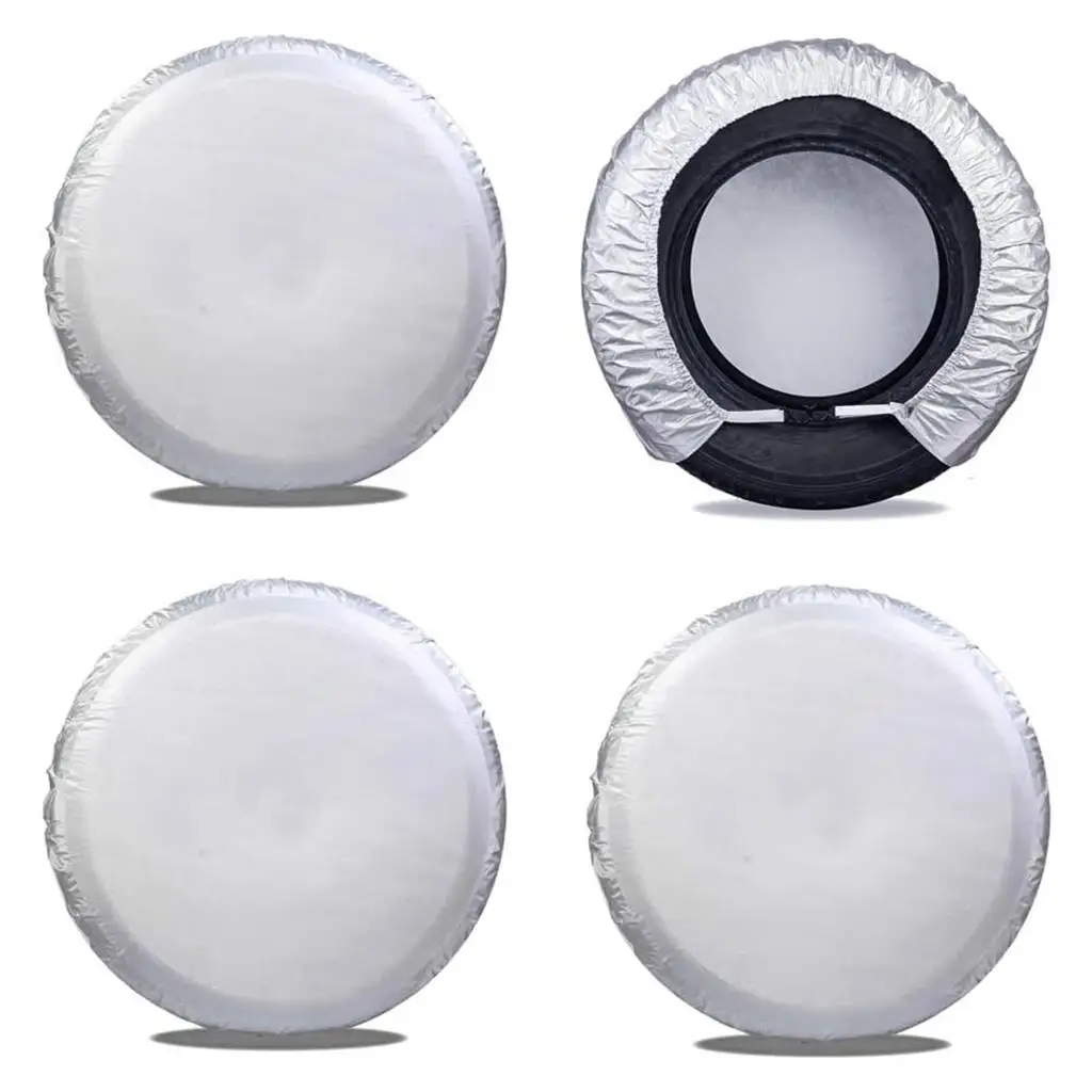 Waterproof Trailer Tire Covers Set of 4 Elastic Wheel Protectors Universal Dustproof Car Wheel Cover for RV Motorhome 24-26 Inch