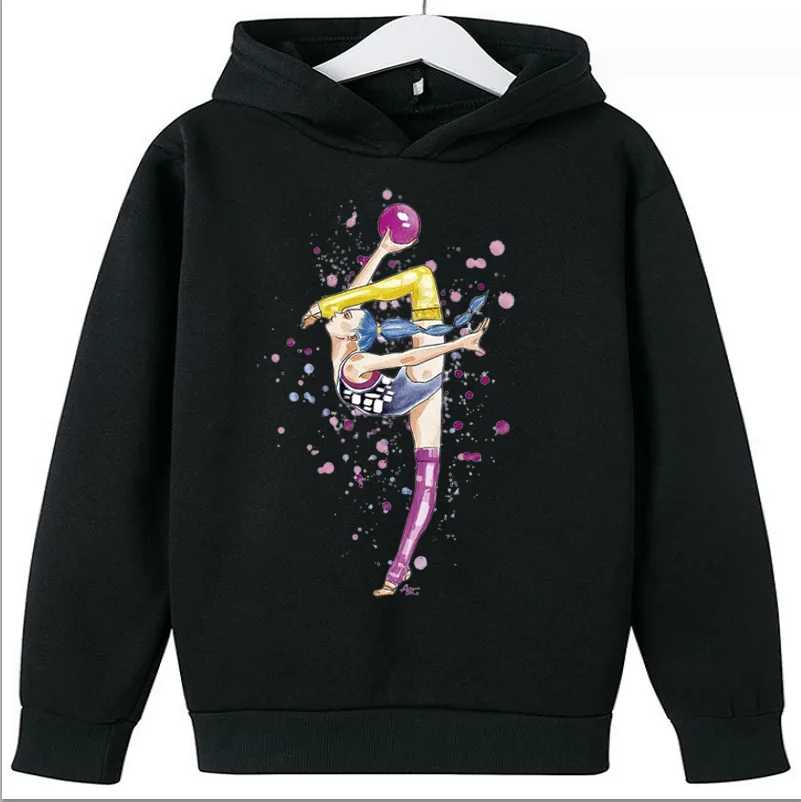 Girls Hoodie New Sports Fitness Dance Print Hooded Long Sleeve Sweatshirt Clothes Anime Hoodies Sweaters Tops Tee Boys Clothes