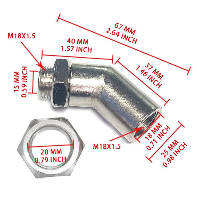 Universal M18X1 5 Oxygen Sensor Spacer 45 Degree  Extension Connector Car Accessories