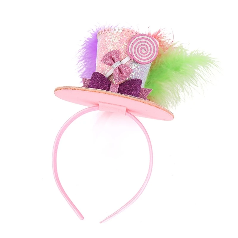 Costume amusant plumes bandeau fête d'anniversaire chapeau mignon Festival haut-de-forme bandeau