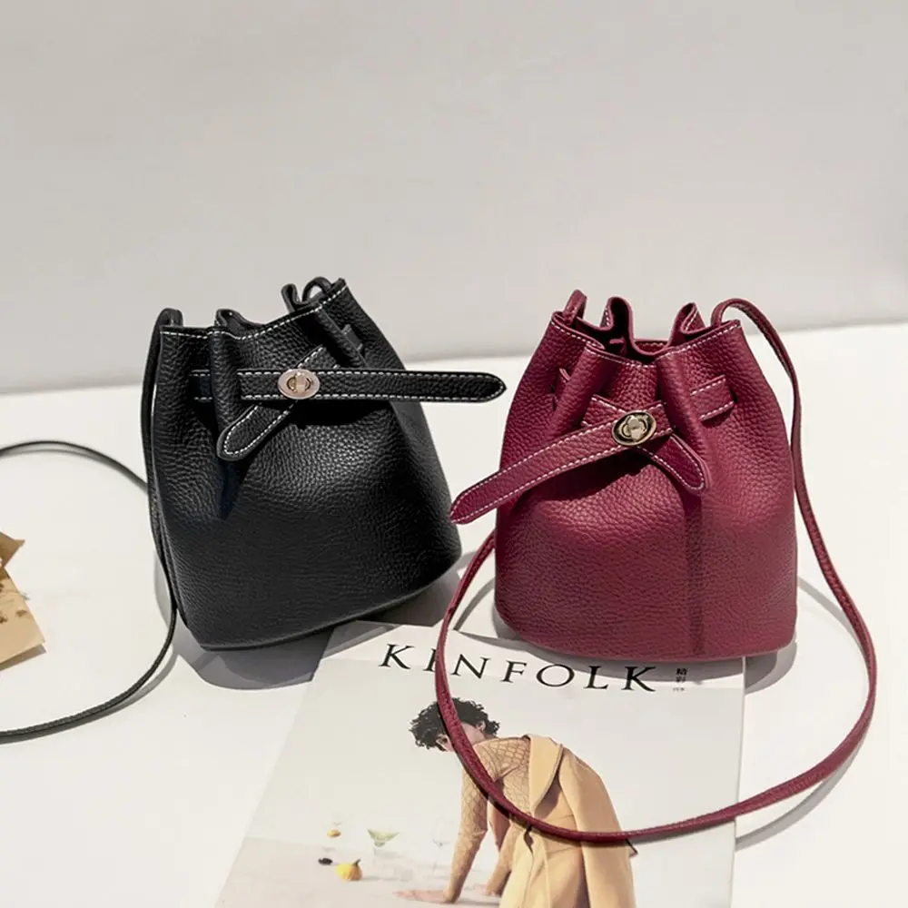 Card Bag Mobile Phone Bag Shoulder Pouch French Style Coin Purse Female Bag Single Shoulder Bag Bucket Bag PU Leather Handbag