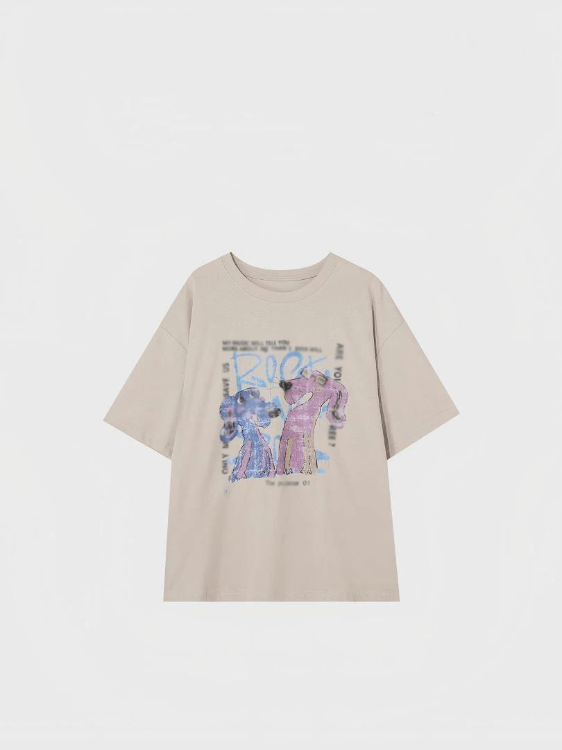 Summer Casual Fun Women's Cartoon Dog Print T-shirt Pleated Asymmetrical Skirt Set Cute Style Short Sleeve Top Bottoms Combo - view 4