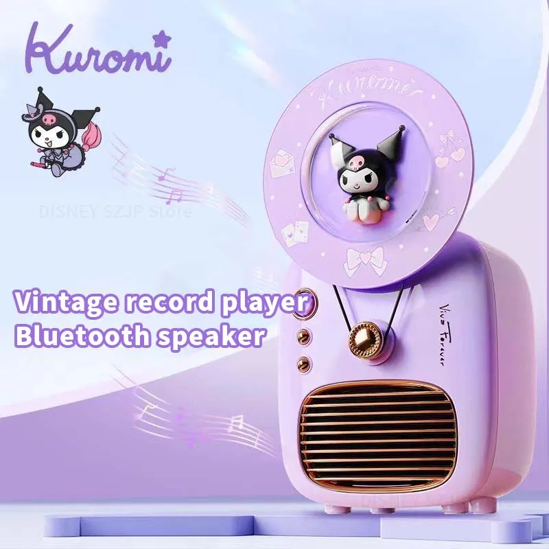 Sanrio Y03 Kuromi Retro Bluetooth Speakers Retro Audio Record Players Heavy Subwoofer Portable Bluetooth Speakers Girls Gifts