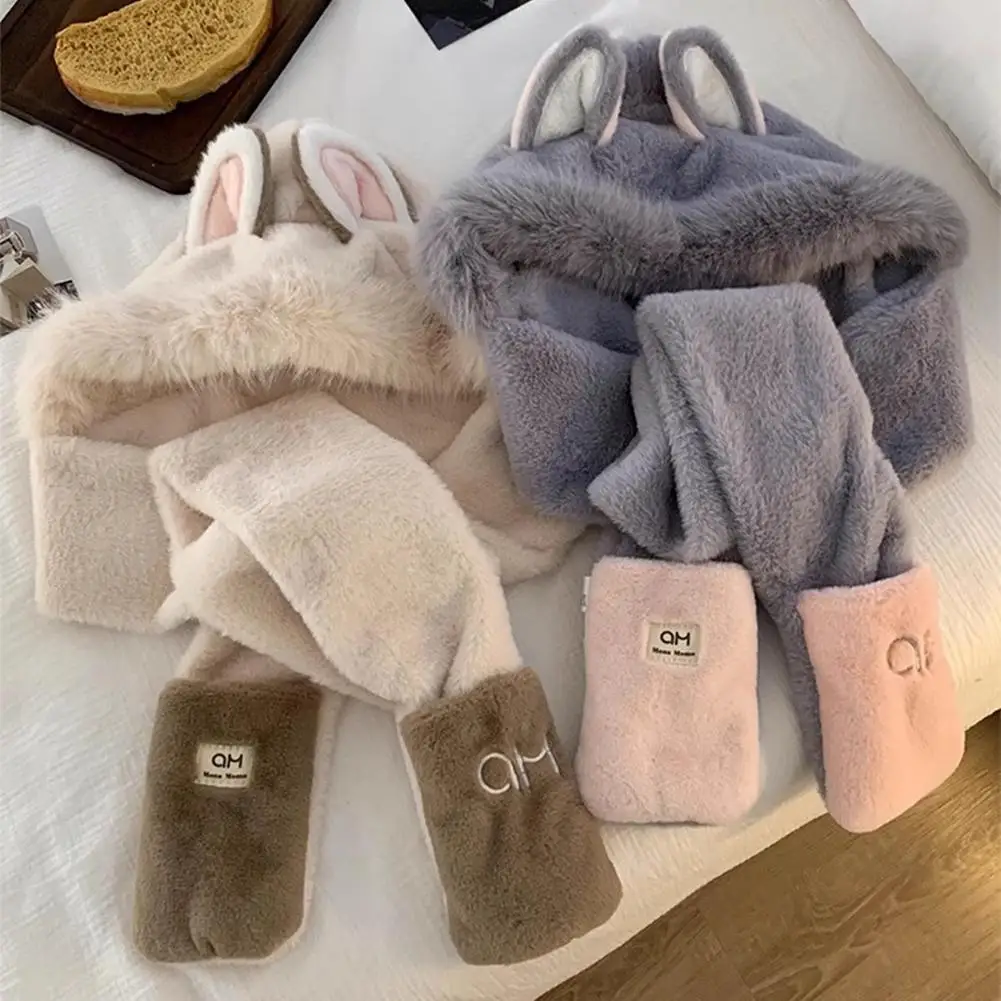 الحلو لطيف وشاح قبعة قفاز للنساء عارضة سميكة فروي وشاح قبعة مجموعة دفئا سدادات حماية الأذن ركوب الدراجات قفازات الرقبة أدفأ #4