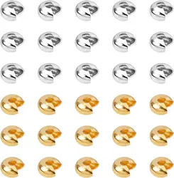 50pcs/lot Stainless Steel Round Covers Crimp End Beads 3 4 5 mm Stopper Spacer Beads For DIY Jewelry Making Findings Supplies