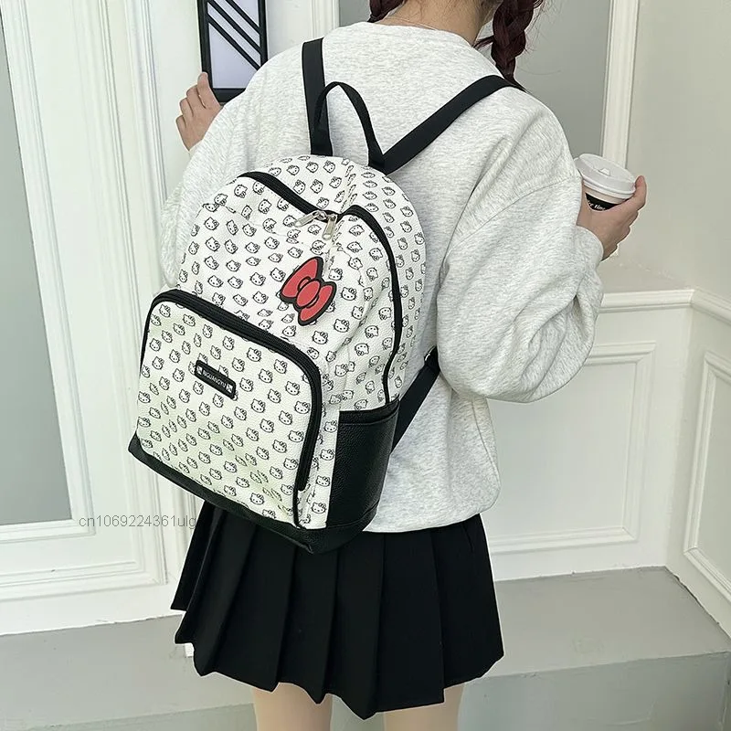 Sanrio Hello Kitty New Fashion Lightweight Backpack For Women Trendy Casual Large Capacity Backpack Simple Commuting Backpack